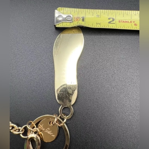 Designer Keychain Charms Goldtone Metal Logo Marbelized Shoe Sam Edelman Sandal - Picture 8 of 13